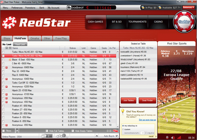 Red Star Poker Review Lobby