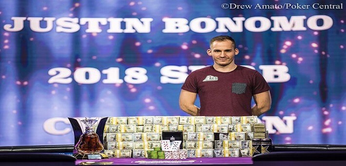 Justin Bonomo becomes first poker player to win 3 Super High Roller Bowl Titles by shipping SHRB Online
