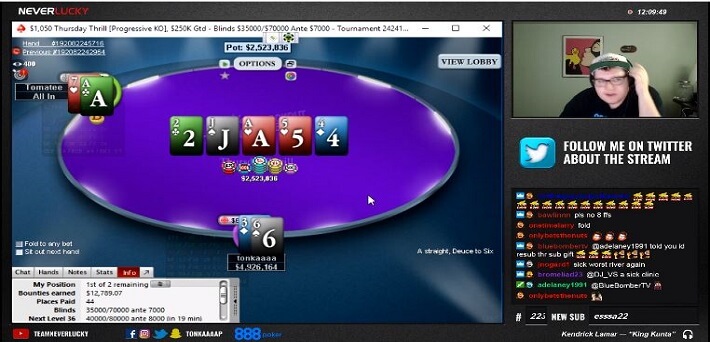Watch Tonka win the $1,050 Thursday Thrill live on Twitch for $60,000