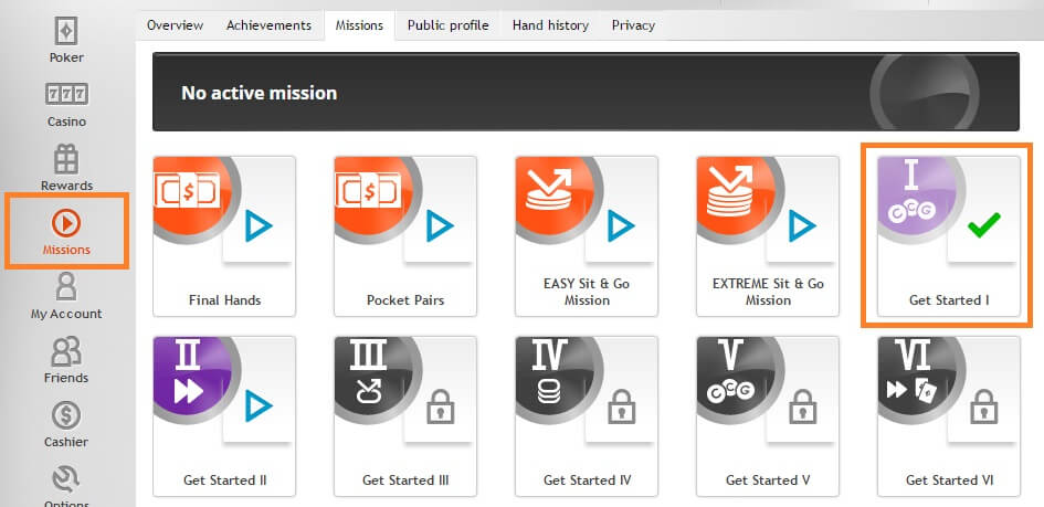 partypoker Get Started Missions