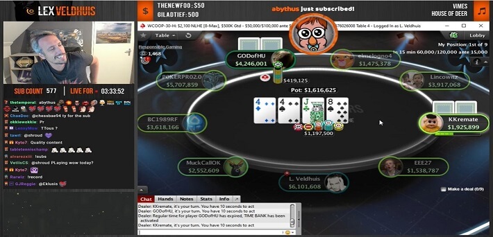 Lex Veldhuis makes one of the biggest scores ever on Twitch in WCOOP Event #30 High Roller