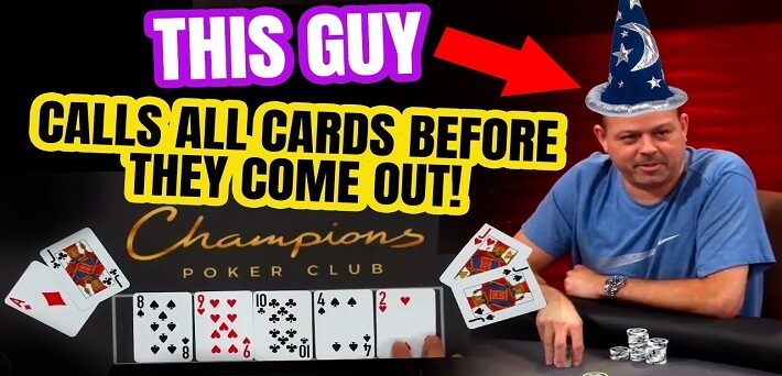 MUST WATCH: Poker player Troy Clogston calls all cards to the suit before they come out!
