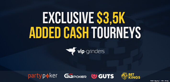 $3,500 in added prize pools at VIP-Grinders tournaments from February 22 -27