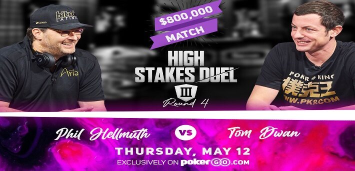 Phil Hellmuth and Tom Dwan Battle Heads-Up for $800,000 in High Stakes Duel III Round 4