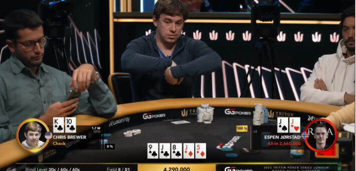Poker Hand of the Week- Chris Brewer‘s Insane Fold vs. Espen Jörstad at Triton London