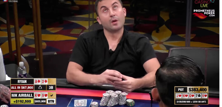 Poker Hand of the Week – Ryan Feldman Shoves Into The Straight Flush of Nik Airball