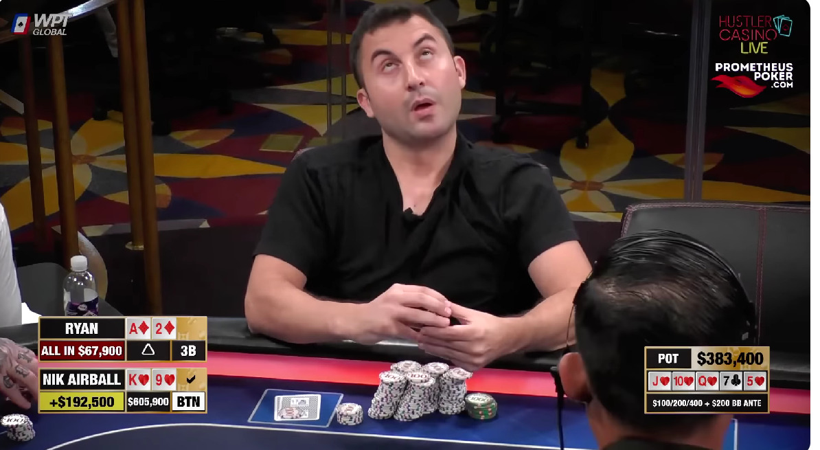 Poker Hand of the Week – Ryan Feldman Shoves Into The Straight Flush of Nik Airball