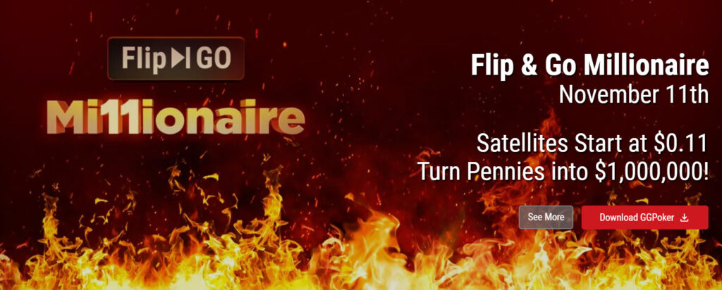 Get a FREE $11 Ticket for the $1,000,000 Flip & Go Millionaire at GGPoker