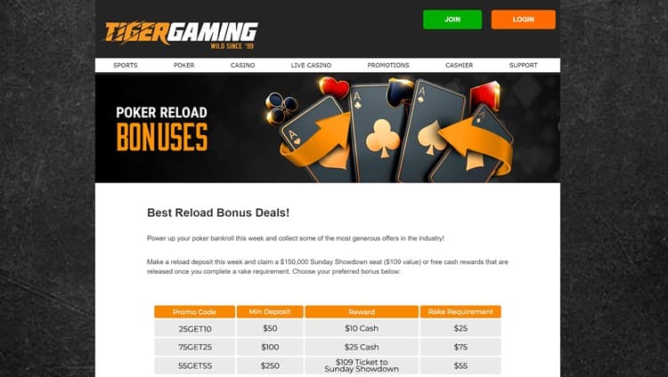 tigergaming reload bonus offers
