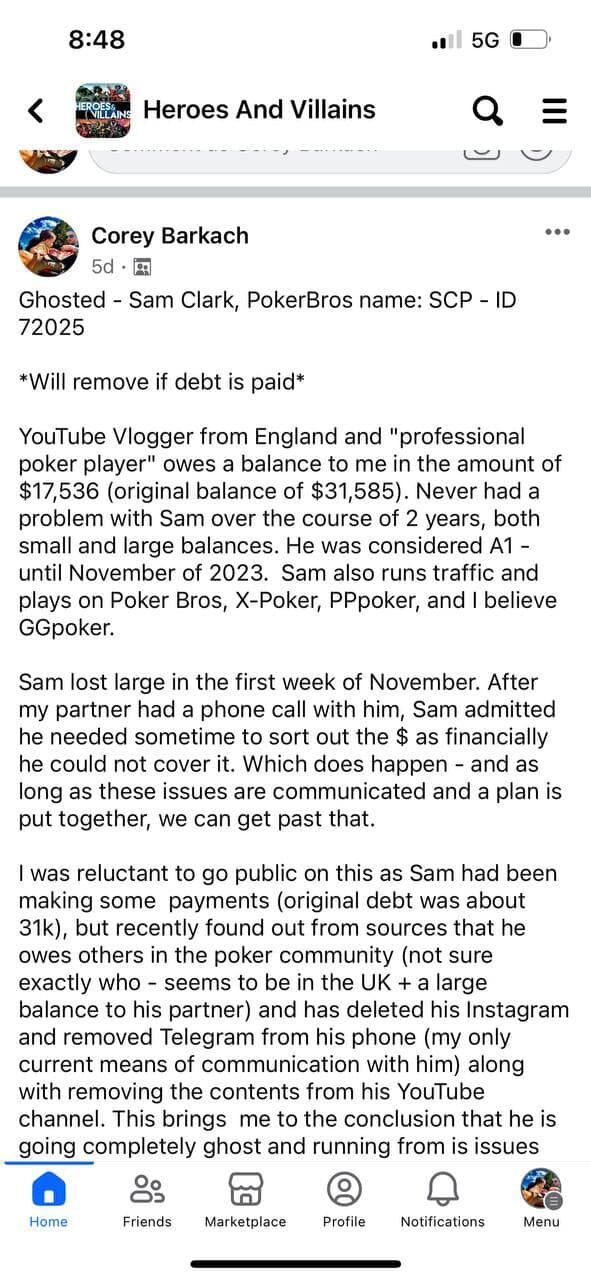 UK Poker Vlogger Sam Clark Allegedly Scammed Poker App Club Owners (3)