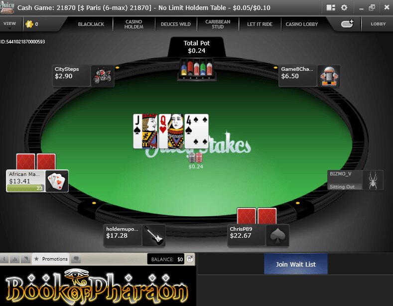 JuicyStakes Poker Cash Game Table