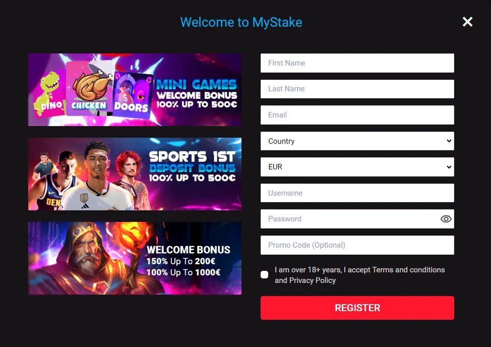 mystake casino registration