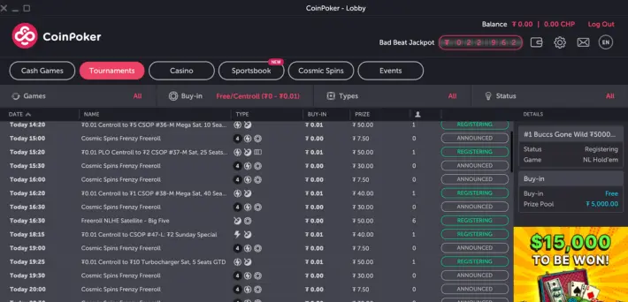 Coinpoker tournaments