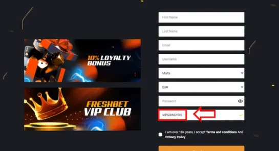freshbet promo code registration