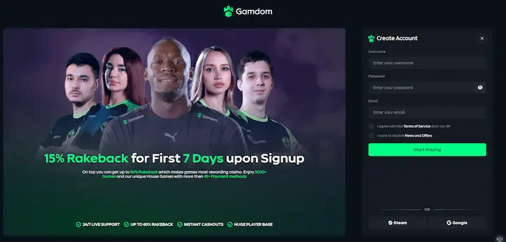 gamdom registration