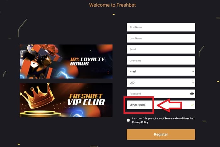 FreshBet Registration
