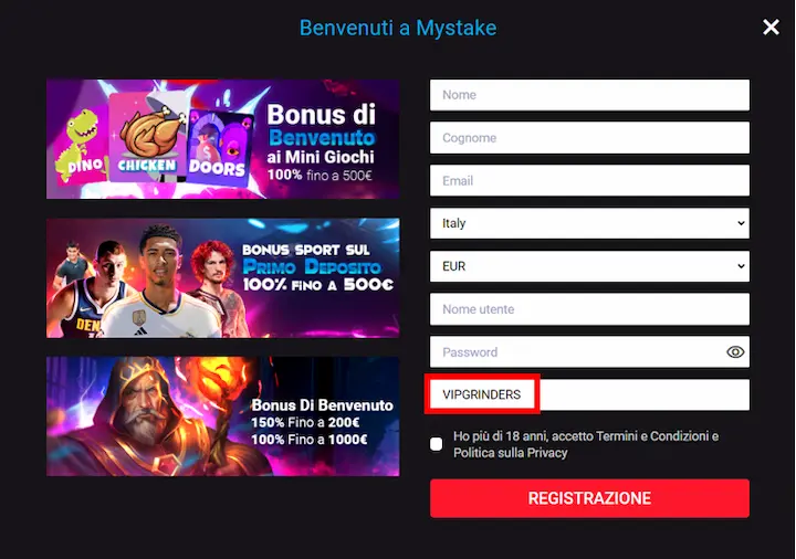 mystake italia codice promozionale