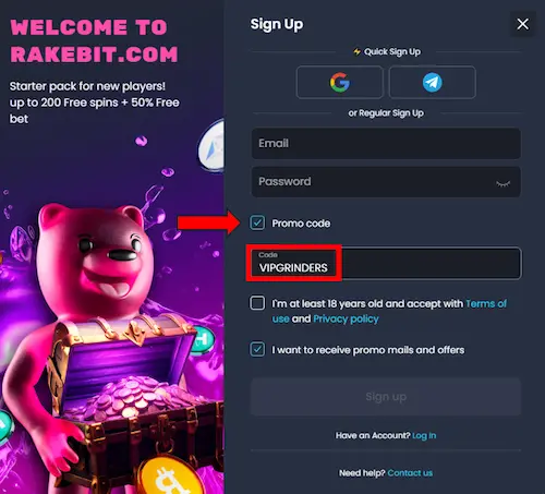 rakebit casino promo code